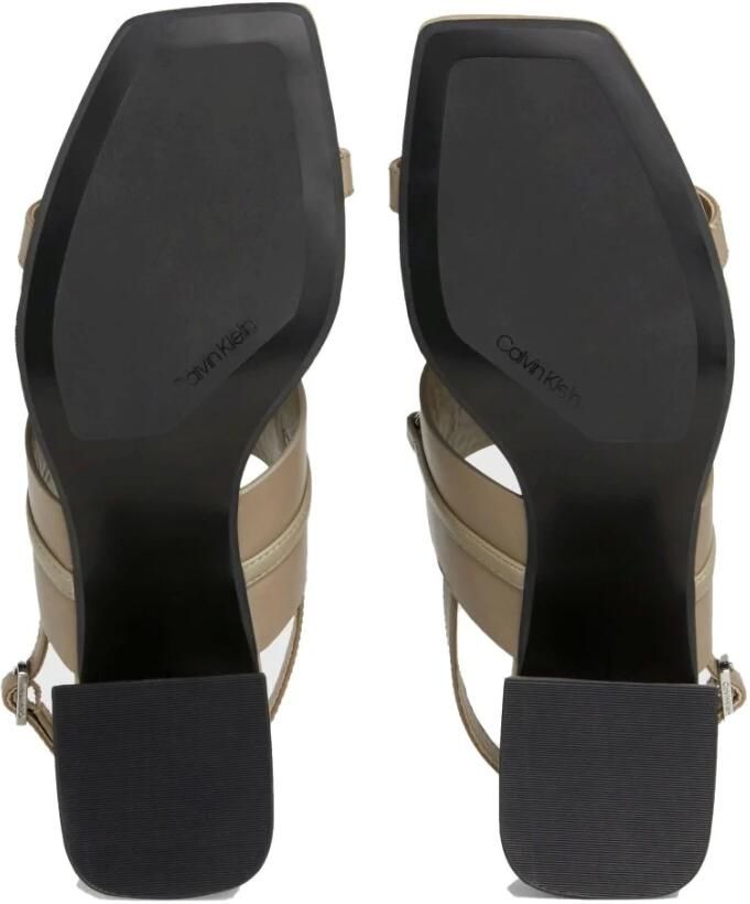 Calvin Klein Khaki Leren Middenhak Sandalen - Foto 2