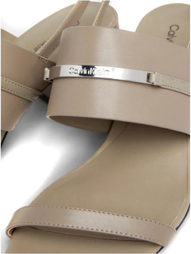 Calvin Klein Khaki Leren Middenhak Sandalen - Foto 4
