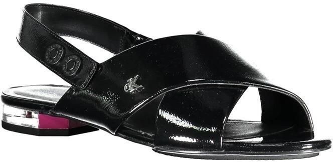 Calvin Klein Platte Gekruiste Voorkant Logo Sandaal Zwart Black Dames - Foto 2
