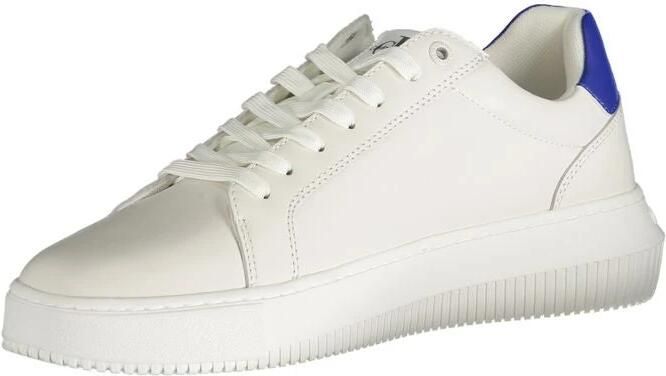 Calvin Klein Witte polyester sneakers met veters print contrastdetails logo White Heren