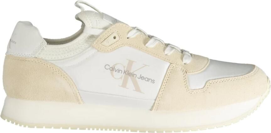Calvin Klein Witte polyester sneakers met contrastdetails White Heren