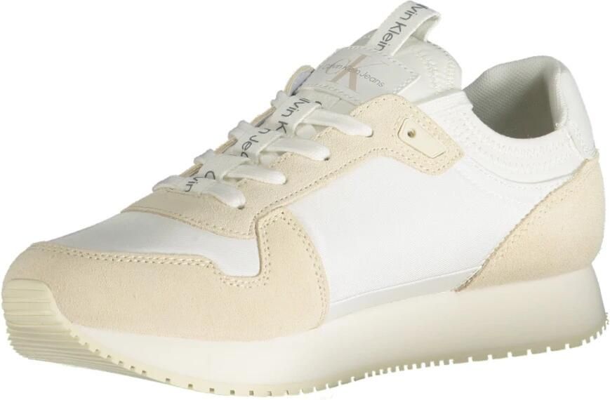 Calvin Klein Witte polyester sneakers met contrastdetails White Heren