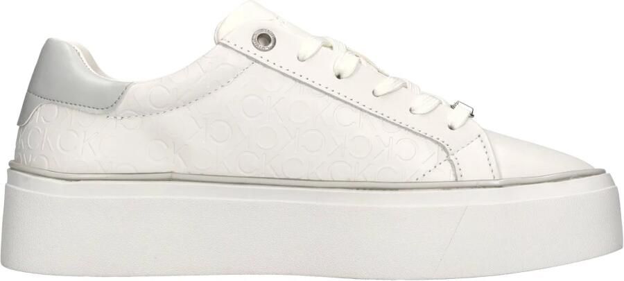 Calvin Klein Platform Lace-Up Sneakers Mono Mix White Dames