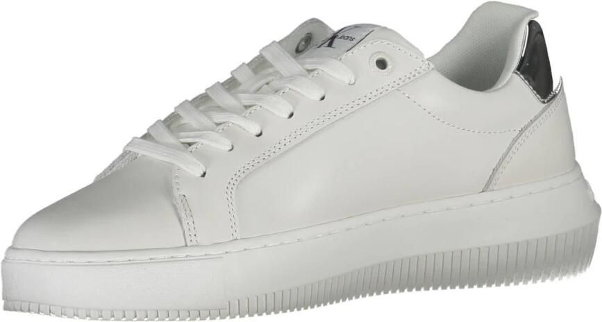 Calvin Klein Witte Polyester Sneaker met Contrasterende Details White Dames