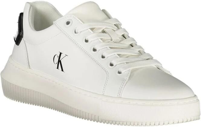Calvin Klein Witte Leren Dames Sneaker Urban Elegantie