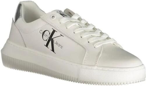 Calvin Klein Witte polyester sneakers met veters contrastdetails print logo White Dames
