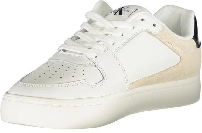 Calvin Klein Witte polyester sneakers met veters contrastdetails print logo
