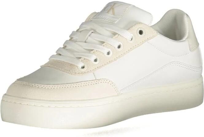Calvin Klein Witte polyester sneakers met veters contrastdetails print logo White Dames