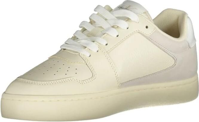 Calvin Klein Sportieve witte vetersneakers met taupe contrastdetails - Foto 3