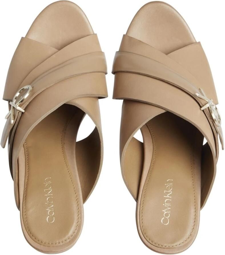 Calvin Klein Stijlvolle Leren Hakken Muiltjes Beige Dames - Foto 3