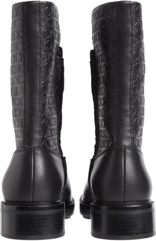 Calvin Klein Zwarte Enkellaarsjes Mono Mix Stijl