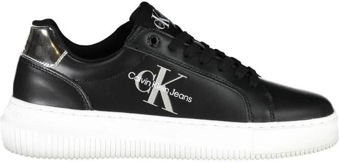 Calvin Klein Zwarte Sneaker van Hoogwaardig Polyester met Contrasterende Details Black Dames