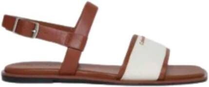 Calvin Klein Canvas platte sandalen voor vrouwen Brown Dames