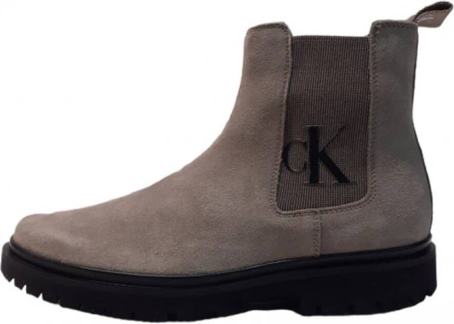 Calvin Klein Stijlvolle Zwarte Suède Chelsea Laarzen Beige Heren - Foto 4