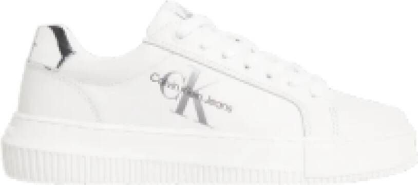 Calvin Klein Witte Polyester Sneaker met Contrasterende Details White Dames