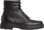 Calvin Klein Zwarte leren gevechts enkellaarzen Black Heren - Thumbnail 5