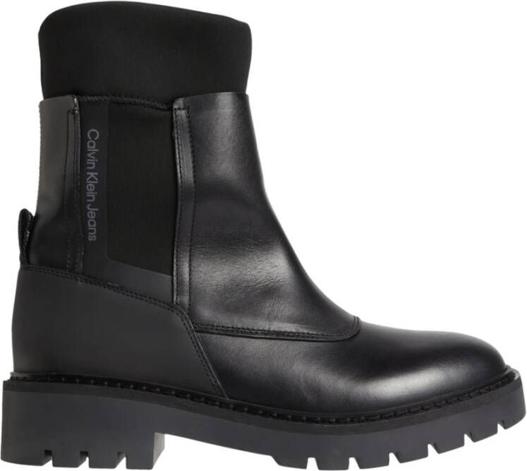 Calvin Klein Combat Mix Chelsea Boot Stijlvol en Comfortabel Black Dames