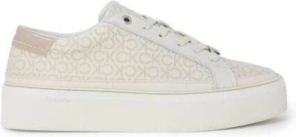 Calvin Klein Sneakers Flatform Cupsole Lace Up Mono in crème