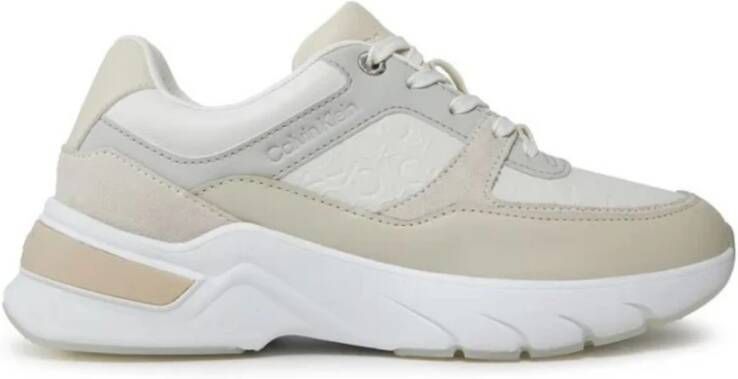 Calvin Klein Sneakers met sleehak ELEVATED RUNNER MONO MIX met contrastafwerking op de hiel vrijetijdsschoen lage schoen veterschoen