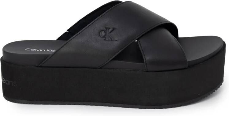 Calvin Klein Slippers FLATFORM CROSS MG UC plateau zomerschoen pantoffels met kruisverband