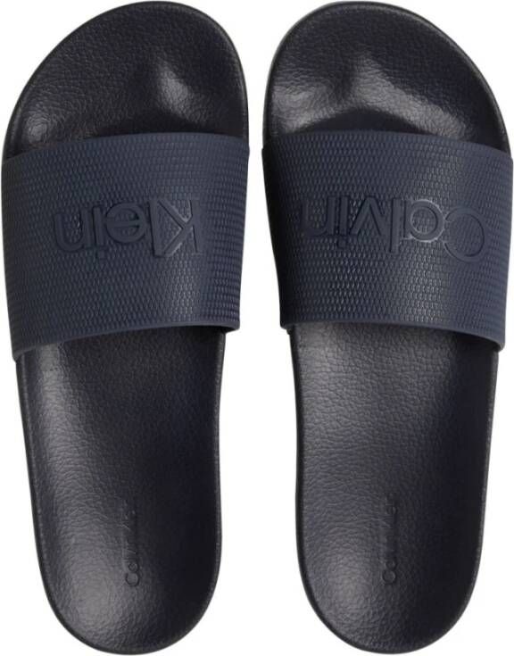 Calvin Klein Blauwe Rubberen Flip Flops voor Mannen Blue Heren