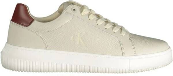 Calvin Klein Grijze Heren Sneaker met Bruine Accents