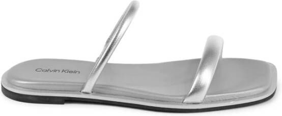 Calvin Klein Grijze Leren Minimalistische Sandalen