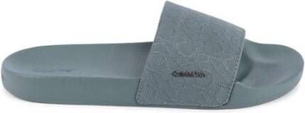 Calvin Klein Groene Monogram Slide Sandaal Comfortabel