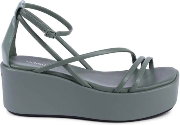 Calvin Klein Groene Plateau Sleehak Sandaal