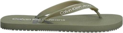 Calvin Klein Groene platte schoenen met logoprint Green Heren