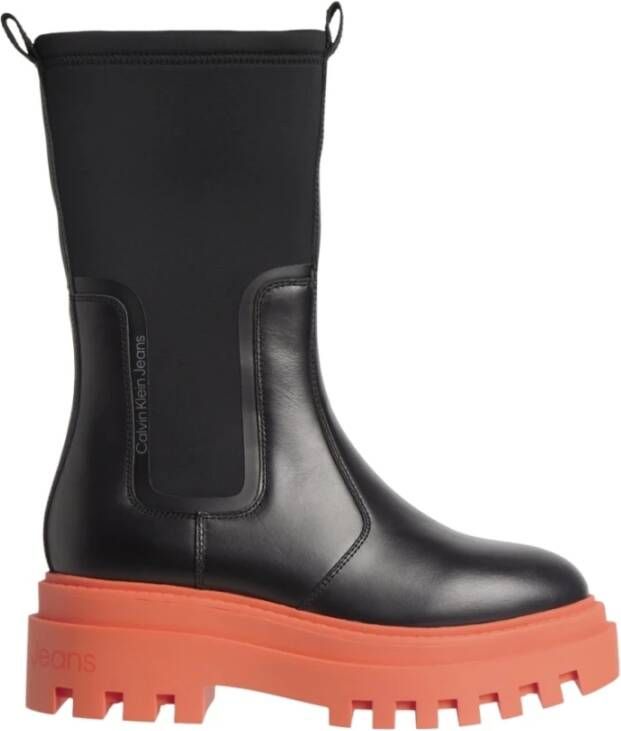 Calvin Klein Hoge Chelsea Flatform Laarzen Black Dames