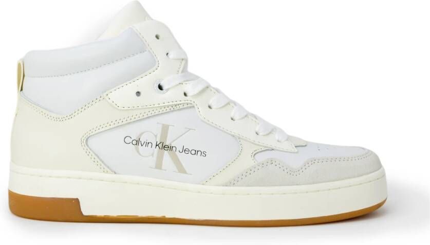 Calvin Klein Basket Cupsole Mid Mono Hoge sneakers Leren Sneaker Dames Wit - Foto 4