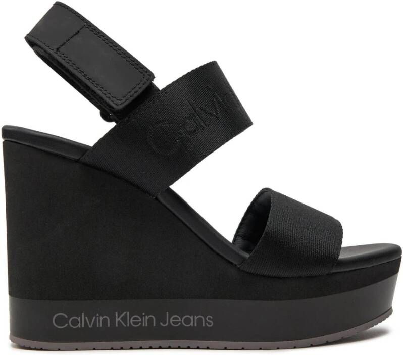 Calvin Klein Jeans Dames Wedge Webbing Sandalen Black Dames