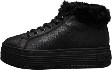 Calvin Klein Winterlaarzen BOLD PLATF LOW LACEUP MG LTH plateaulaarzen enkellaarsje high-top sneaker logo in de loopzool
