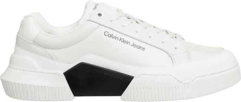 Calvin Klein Jeans Leren Veterschoenen White Heren