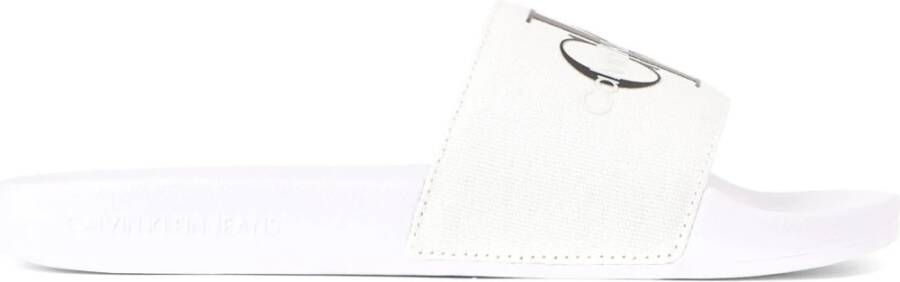 Calvin Klein Jeans Monogram Bright White Black Slippers