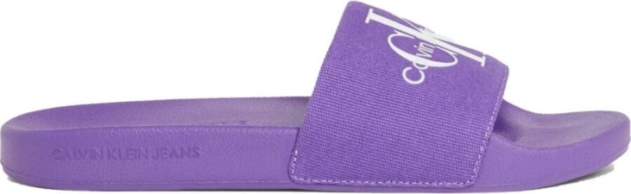 Calvin Klein Jeans Monogram Paarse Slippers Purple Dames