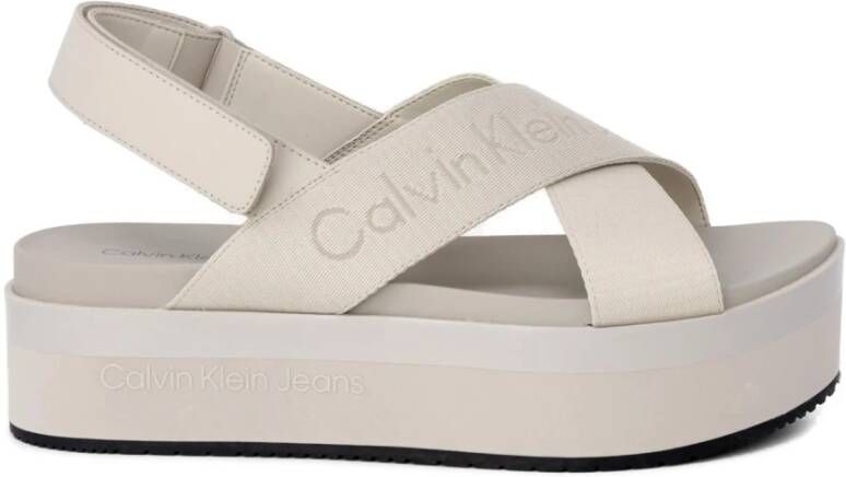 Calvin Klein Jeans Plateau Sandalen Lente Zomer Collectie Beige Dames