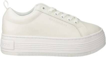 Calvin Klein Jeans Witte Leren Sneakers voor Vrouwen White Dames