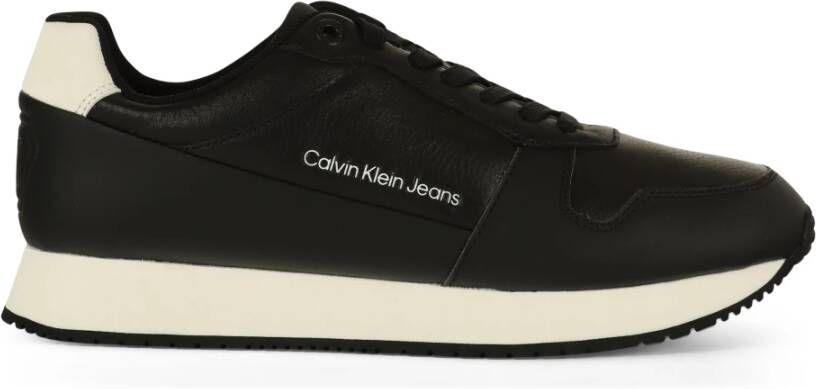 Calvin Klein Jeans Retro Runner Leren Sneakers Black Heren