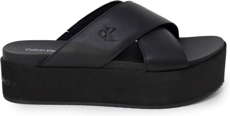 Calvin Klein Slippers FLATFORM CROSS MG UC plateau zomerschoen pantoffels met kruisverband