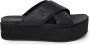 Calvin Klein Jeans Zwarte Cross Flatform Slippers Black Dames - Thumbnail 1
