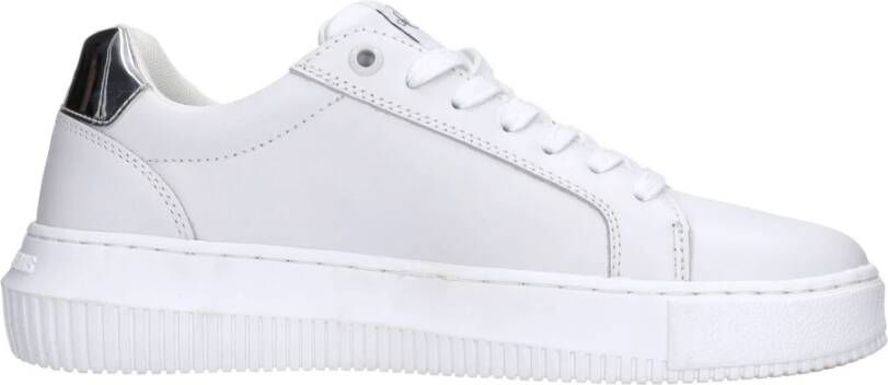 Calvin Klein Witte Polyester Sneaker met Contrasterende Details White Dames