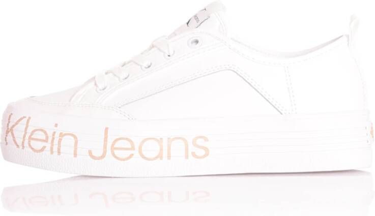 Calvin Klein Jeans Witte Casual Leren Sneakers oor rouwen White Dames