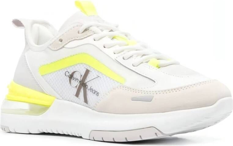 Calvin Klein Witte sneakers voor dames met fluorescerende accenten White Dames