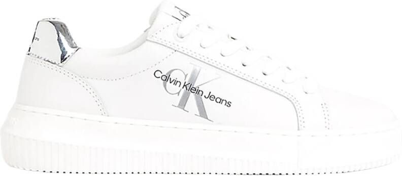Calvin Klein Witte Polyester Sneaker met Contrasterende Details White Dames