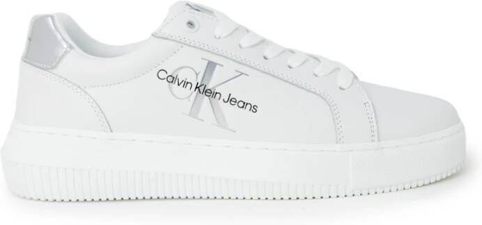 Calvin Klein Witte Polyester Sneaker met Contrasterende Details White Dames