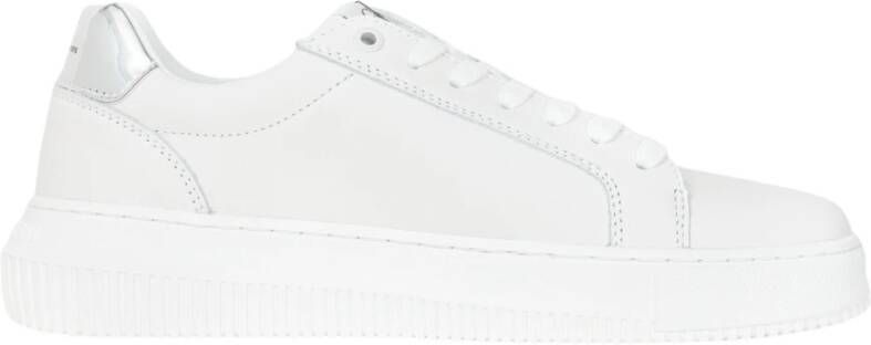 Calvin Klein Witte Polyester Sneaker met Contrasterende Details White Dames