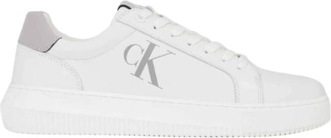 Calvin Klein Jeans Chunky Leren Sneakers met Rubberen Zool White Heren