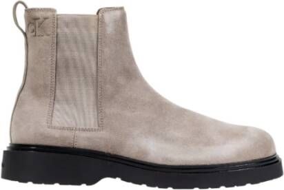 Calvin Klein Jeans Chelsea boots van een mix van leer en textiel met elastische inzetten